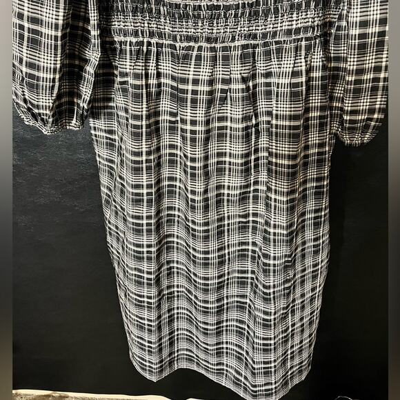 LOFT Black and White Plaid Midi Dress - Picture 7 of 11
